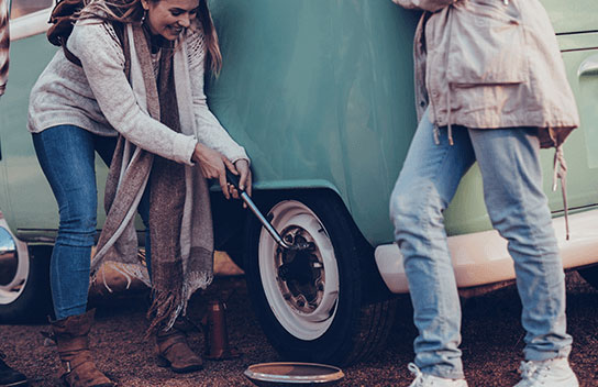 Open van bonnet with engine trouble